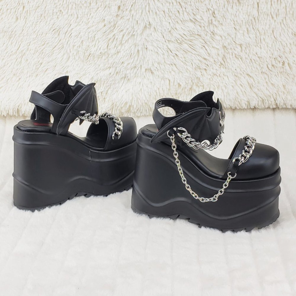 Wave 20 Platform Goth Punk Sandals Bat Closure - Picture 7 of 15